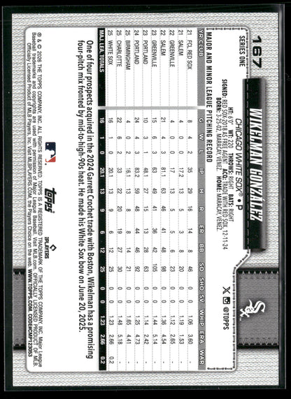 2026 Topps Series 1 Wikelman González #167 RC