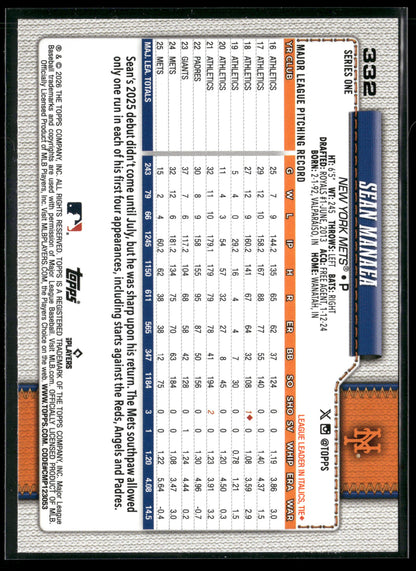 2026 Topps Series 1 Sean Manaea #332
