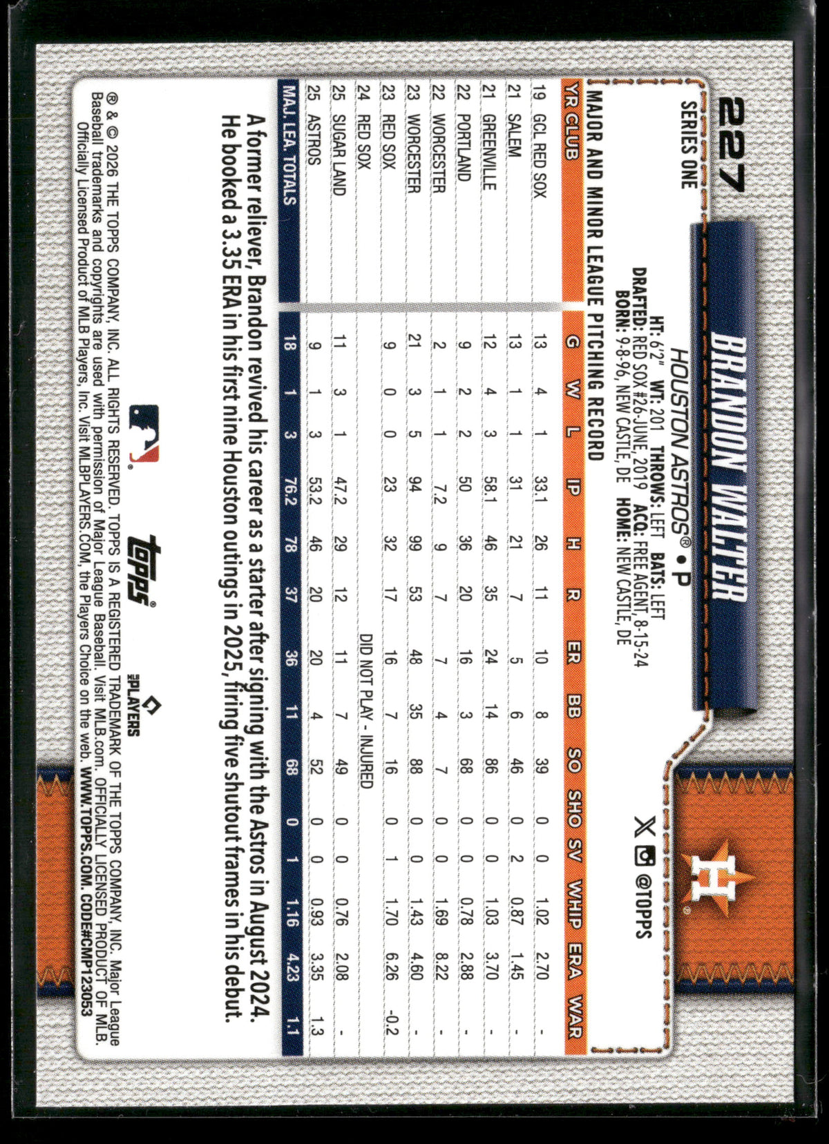 2025 Topps Series 1 Brandon Walter #227