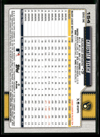 2025 Topps Series 1 Christian Yelich #154