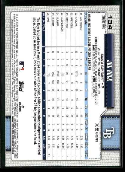 2025 Topps Series 1 Joe Rock #134 RC