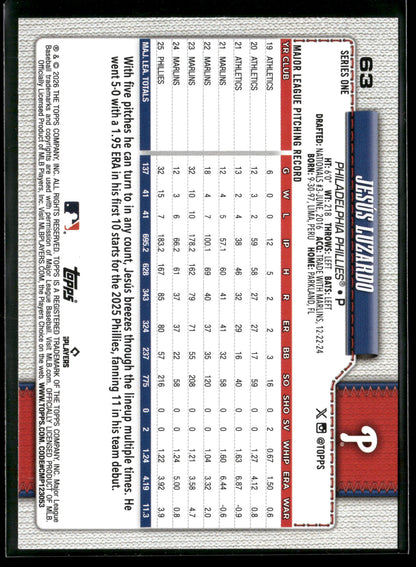 2025 Topps Series 1 Jesús Luzardo #63