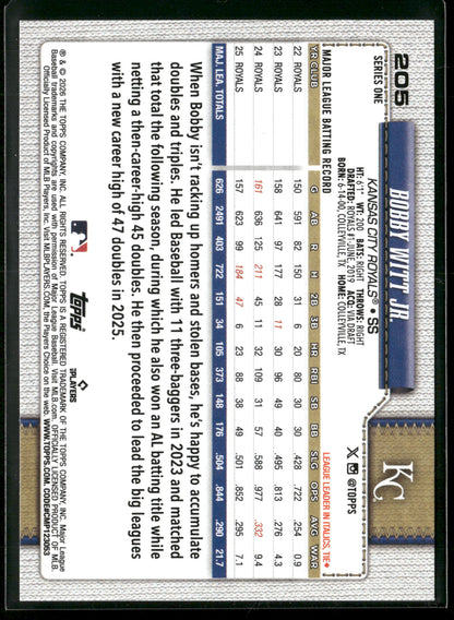 2026 Topps Series 1 Bobby Witt Jr. #205