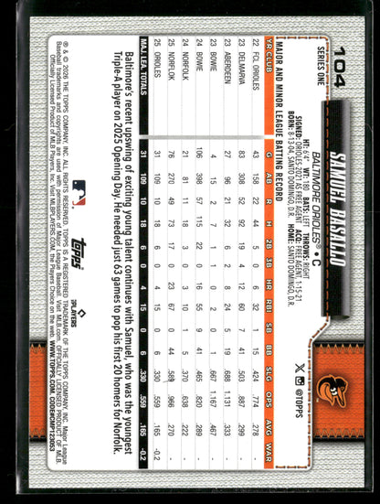 2026 Topps Series 1 Samuel Basallo #104 RC