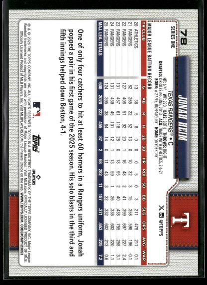 2026 Topps Series 1 Jonah Heim #78