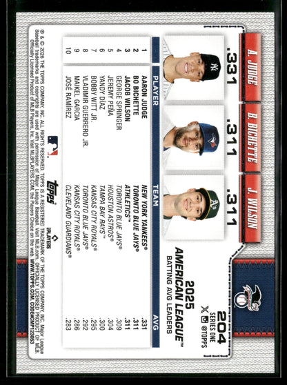 2026 Topps Series 1 Bo Bichette Jacob Wilson Aaron Judge #204