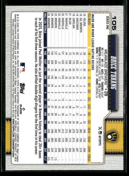 2026 Topps Series 1 Brice Turang #105